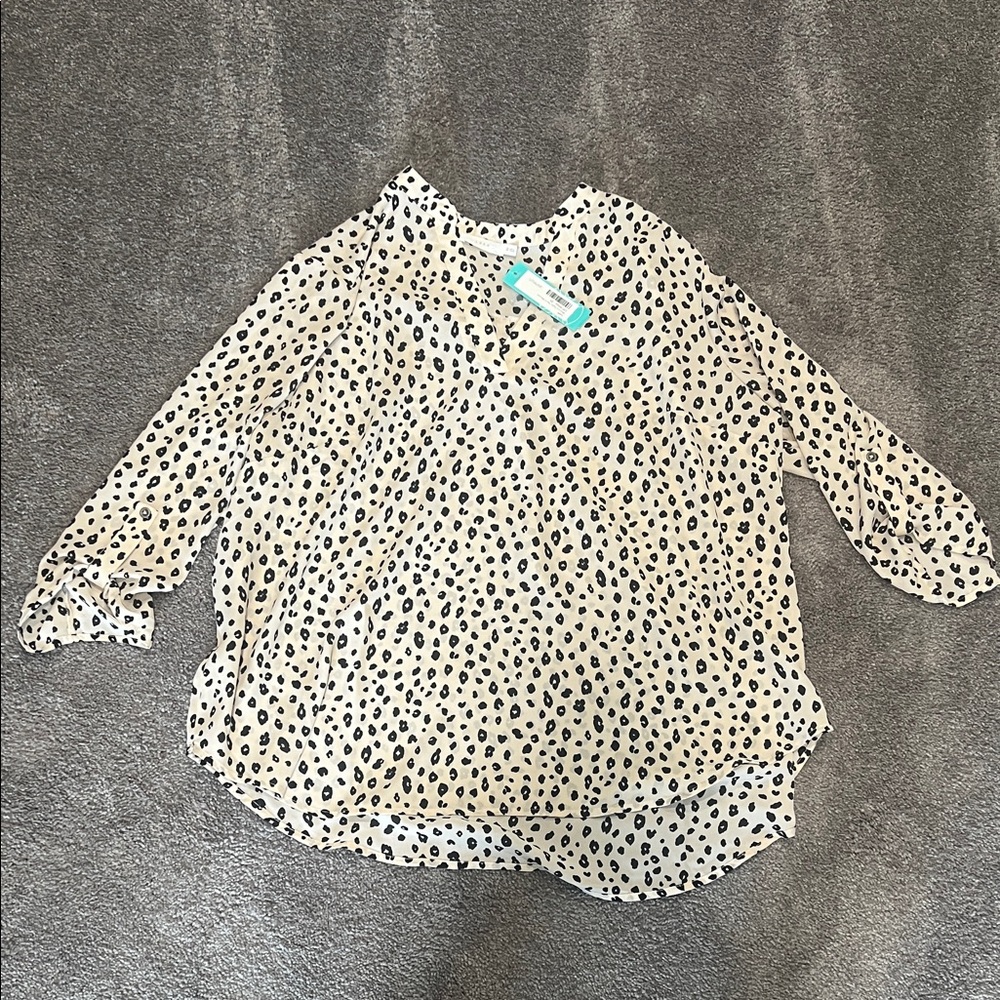 Lush Black and White Leopard Print Blouse